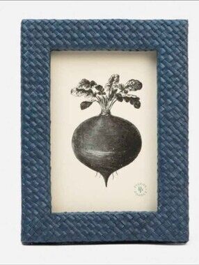 New! Pigeon and Poodle Oxford Blue Woven Tabletop Picture Frame
